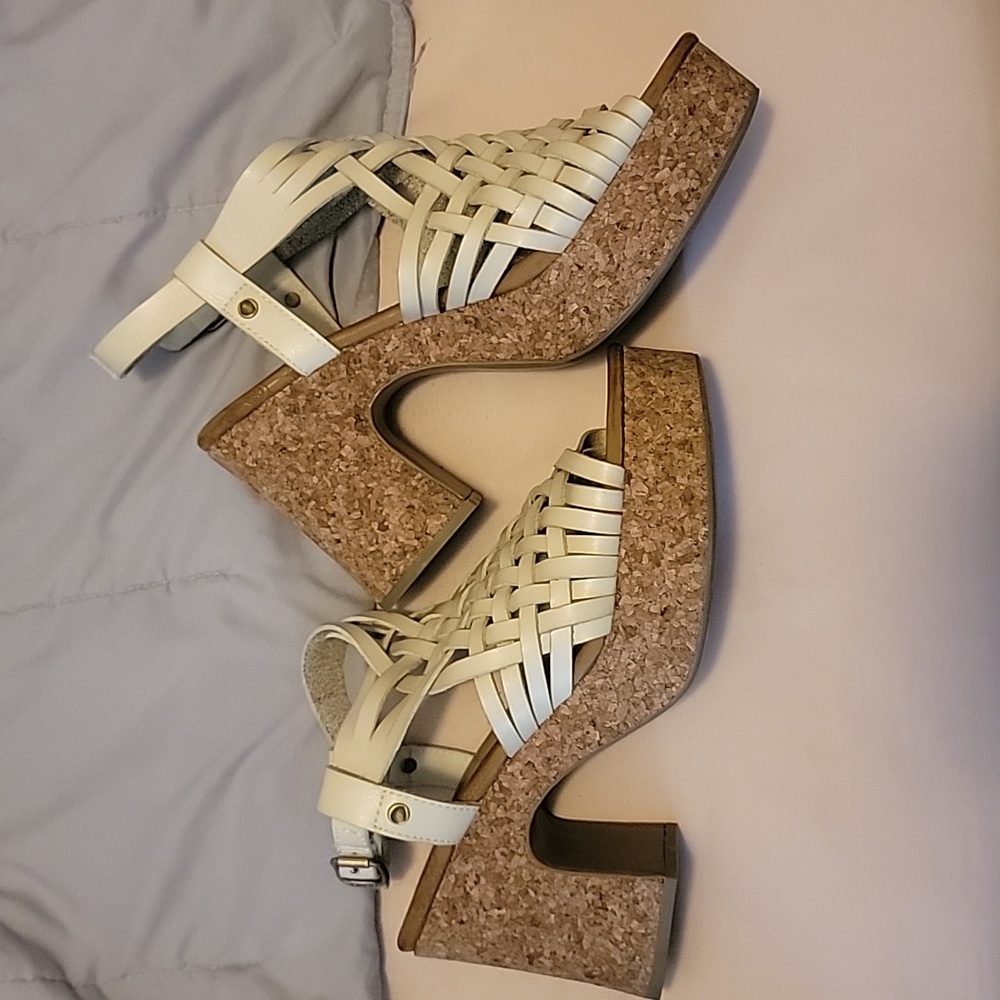 Blowfish Cream Woven Heels